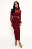 Farrow Long Sleeve Midi Dress Wine