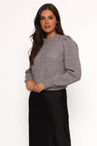 Makena Pearl Detail Knit Sweater Heather Grey
