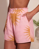 Sunny State Sunburst Print Linen Shorts