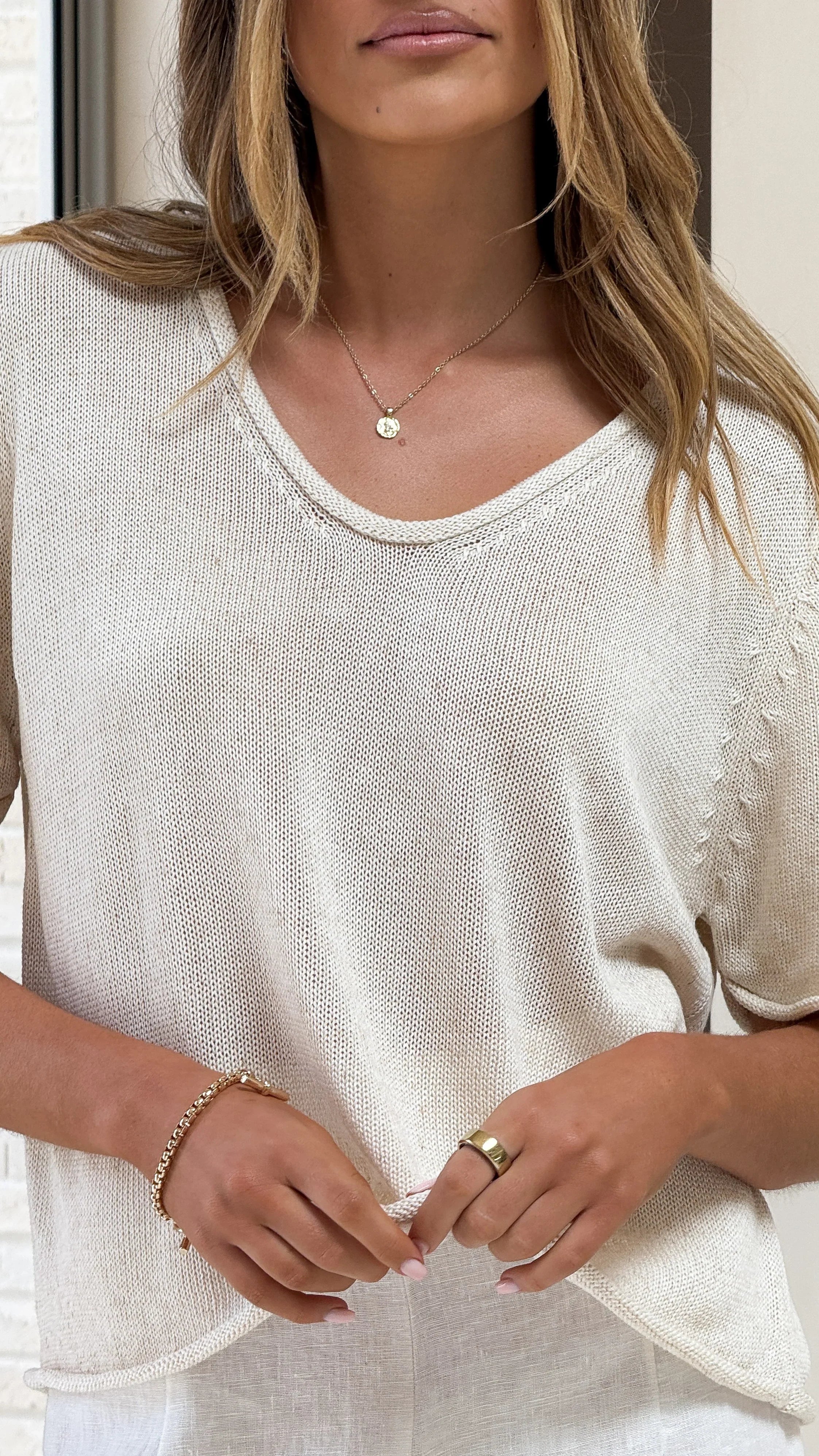 Spring Scoop Neck Tee Natural