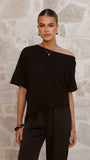 Blair Off Shoulder Tee Black