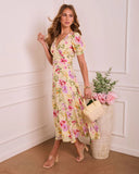 Daytime Darling Pleated Floral Midi Dress