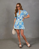 Bluebell Bloom Paisley Floral Mini Shirt Dress