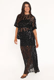 Yonder Sheer Panel Lace Maxi Skirt Black