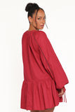 Hart Long Sleeve Mini Dress Wine