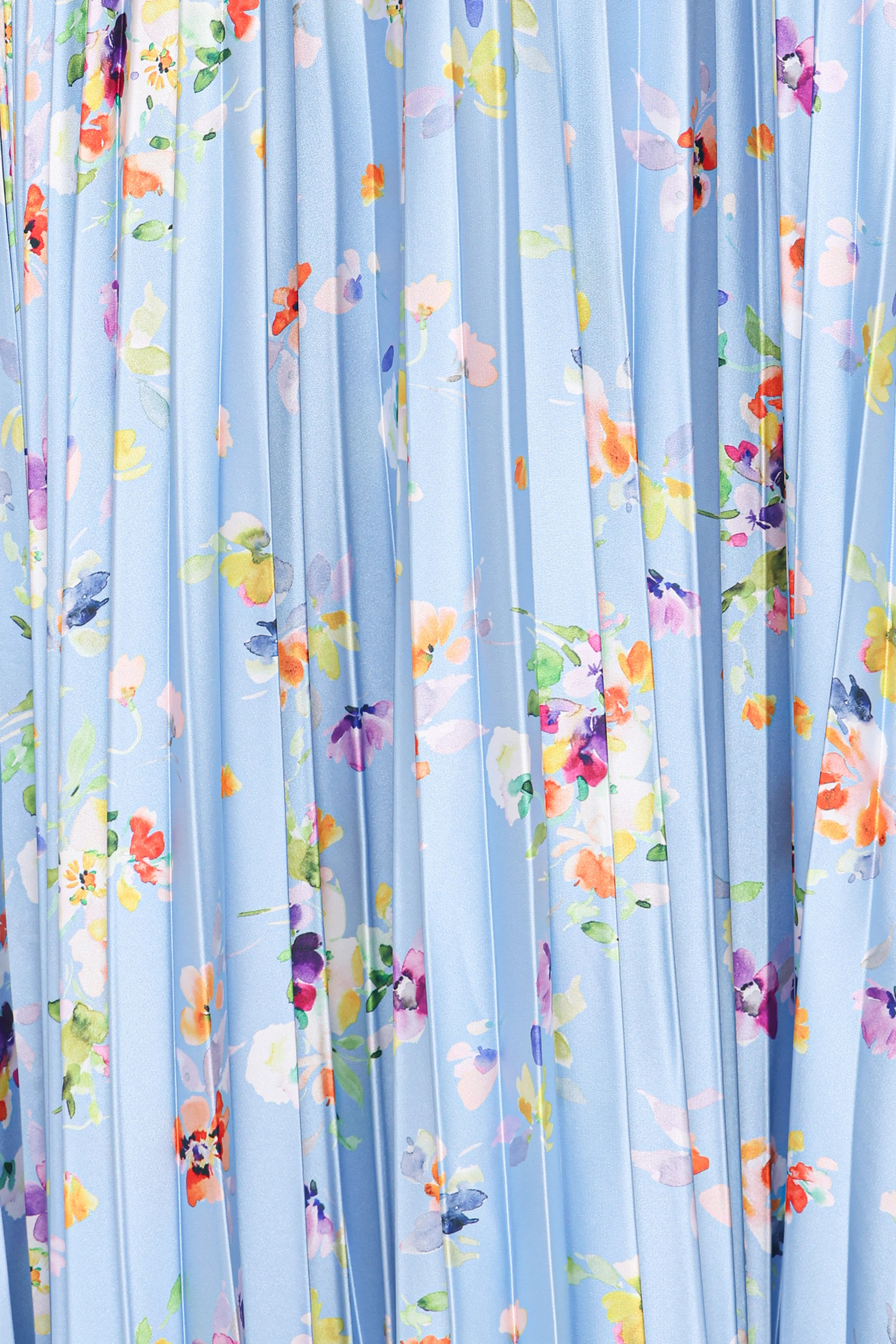 Naira Pleated Maxi Dress Cornflower Blue Floral
