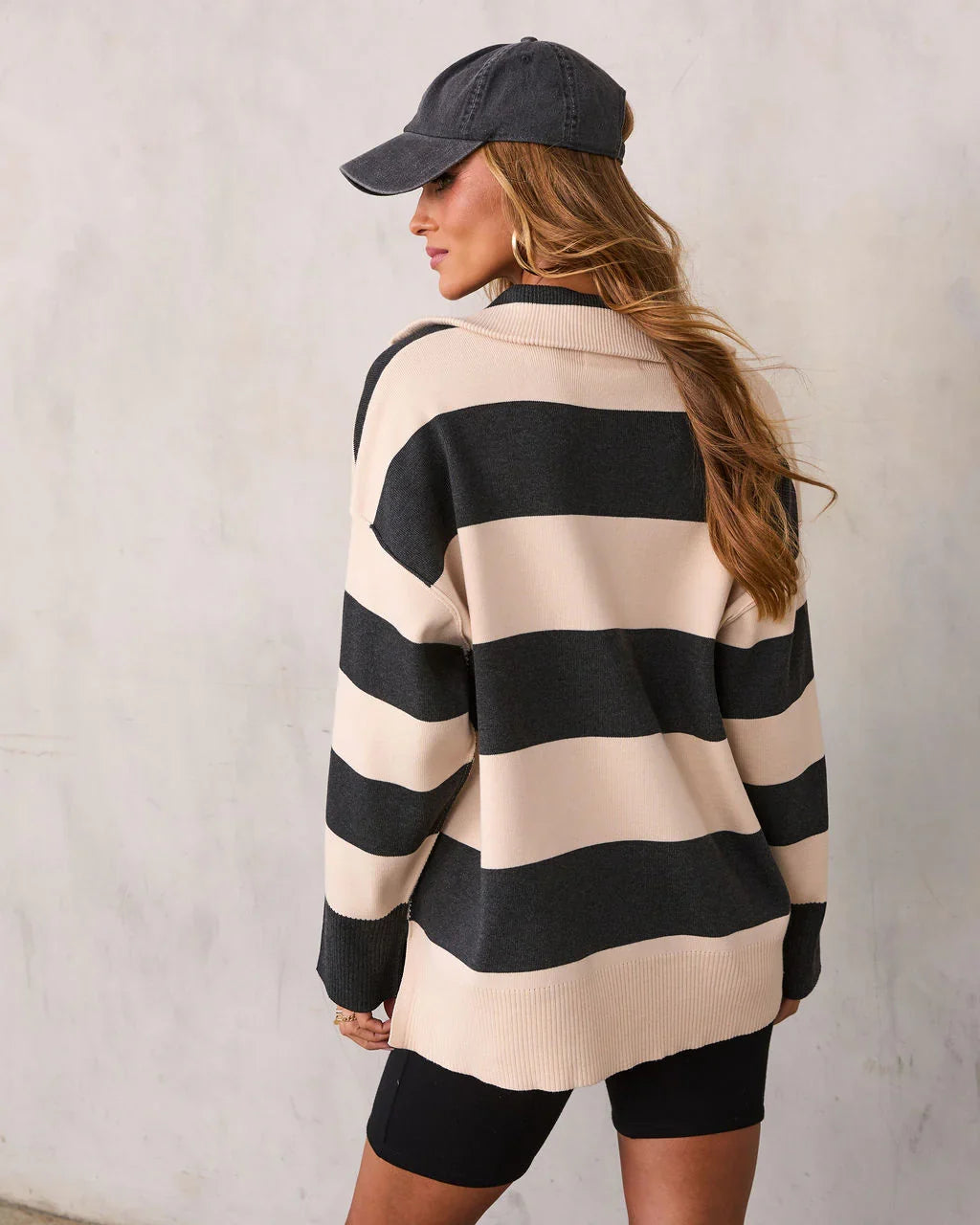 Jussie Striped Half Zip Sweater