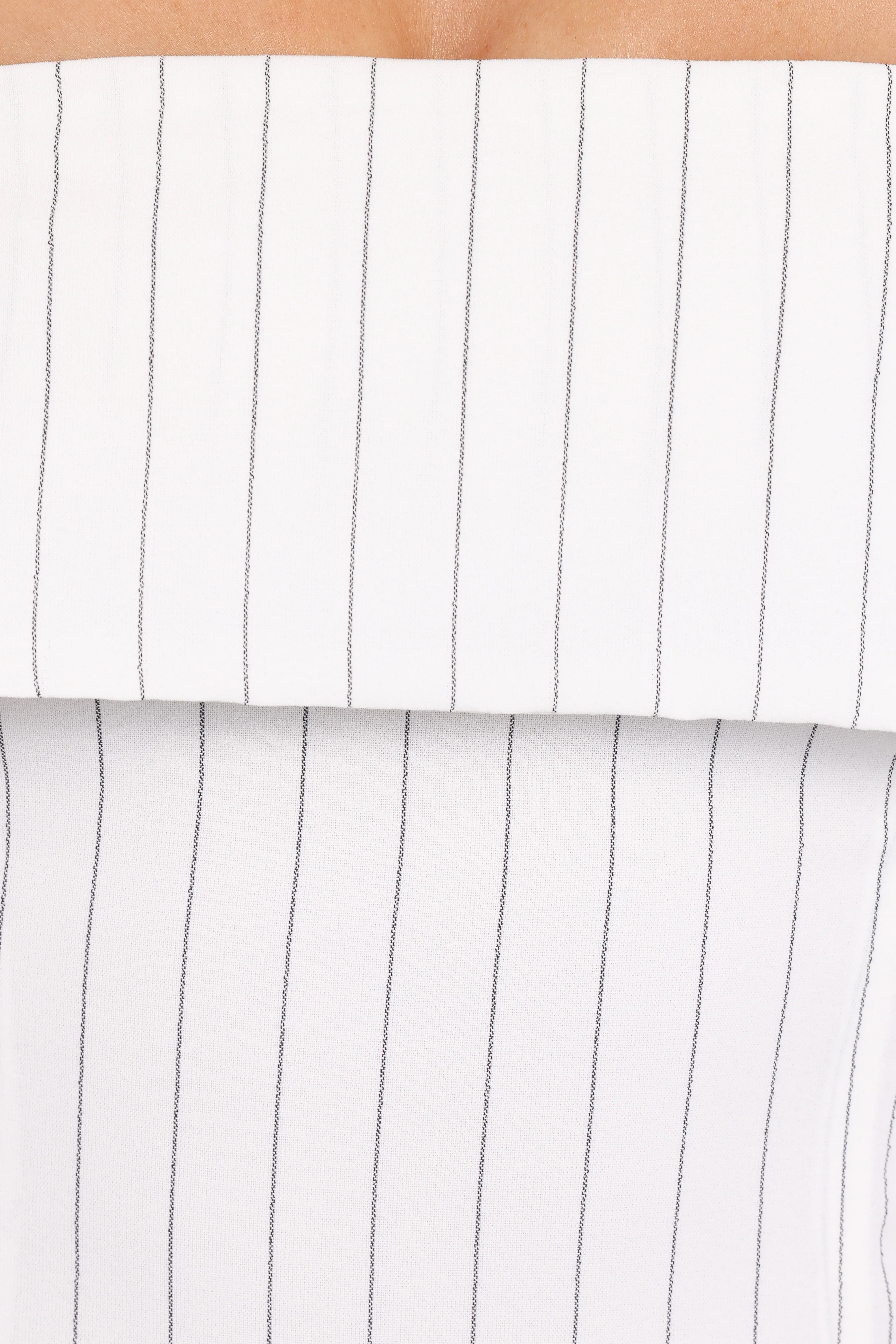 Blakely Strapless Top White Pinstripe