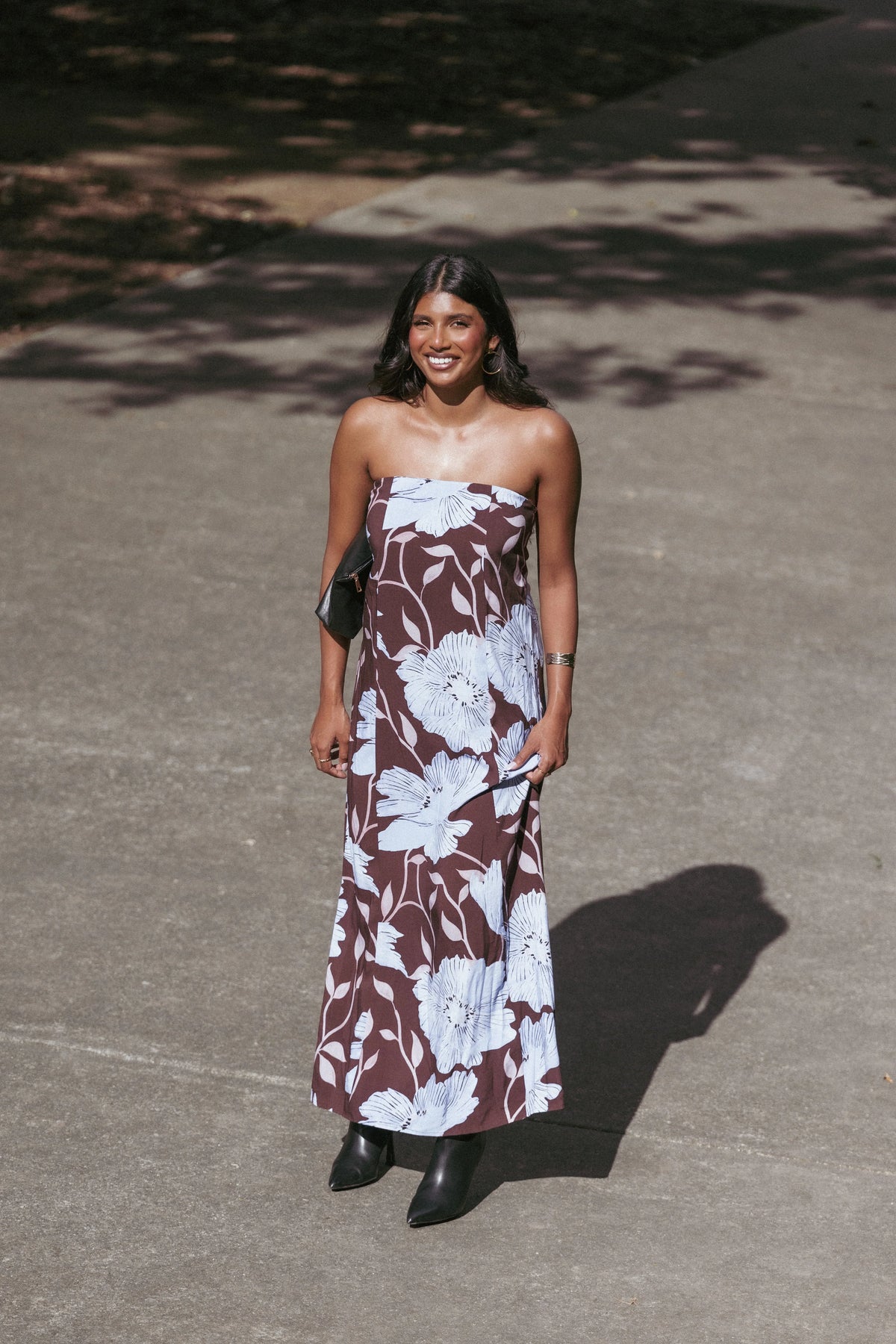 Ottavia Strapless Maxi Dress Blue Poppies