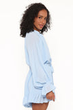 Brianna Long Sleeve Romper Blue