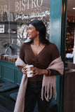 Demi Twist Detail Knit Top Brown