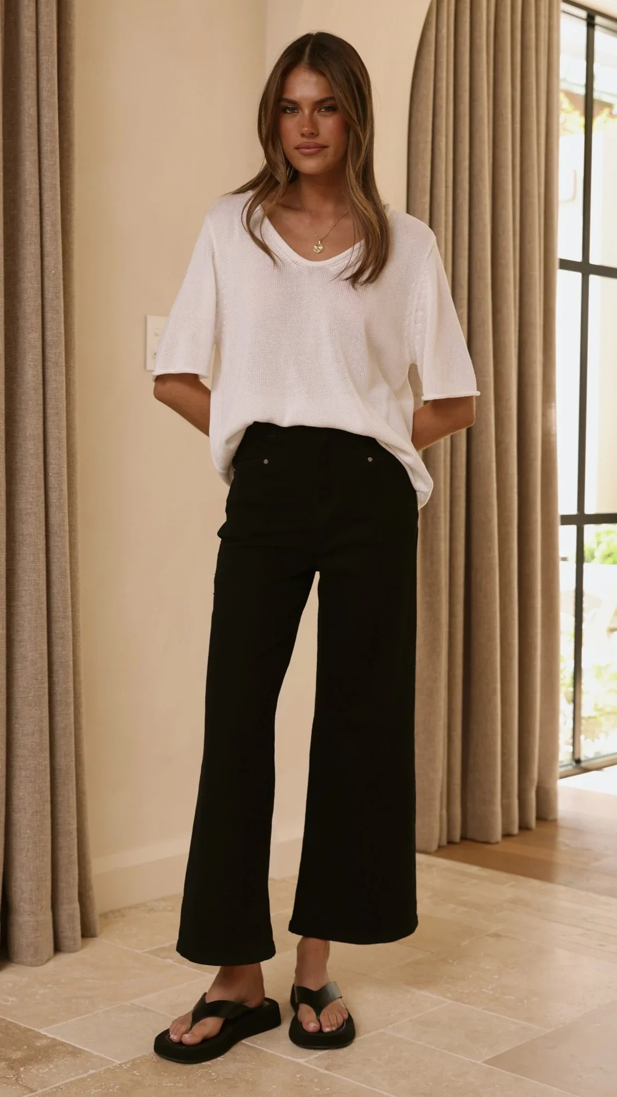 Spring Scoop Neck Tee White