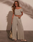 Washed Away Striped V Neck Top