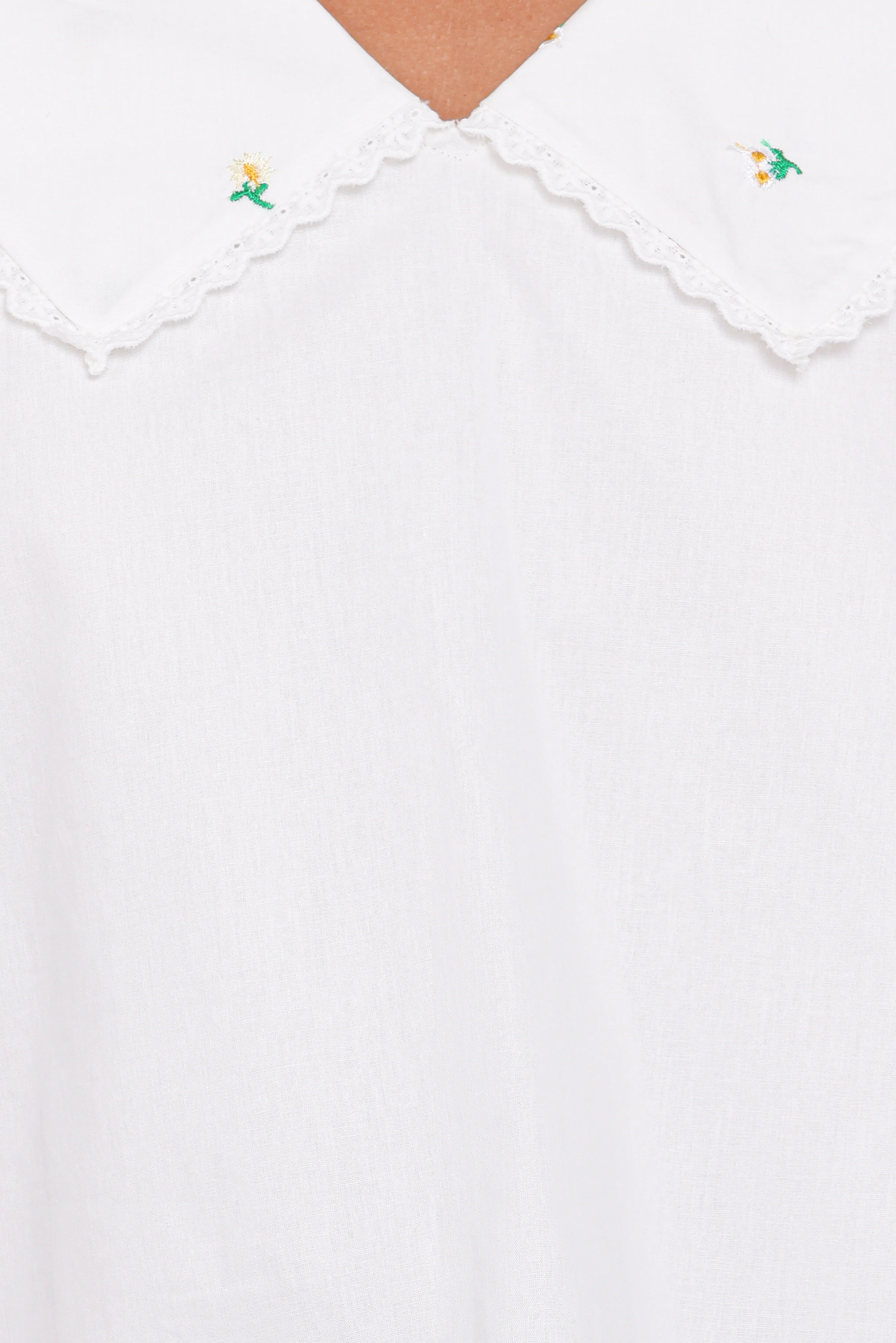 Kenna Embroidered Long Sleeve Top White Floral