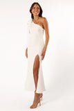 Charmed One Shoulder Midi Dress Off White