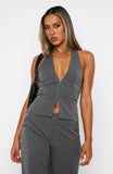Only Acting Halter Top Charcoal