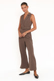 Sienna Belted Jumpsuit Khaki Brown