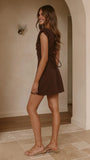 Zahari Cap Sleeve Mini Dress Chocolate