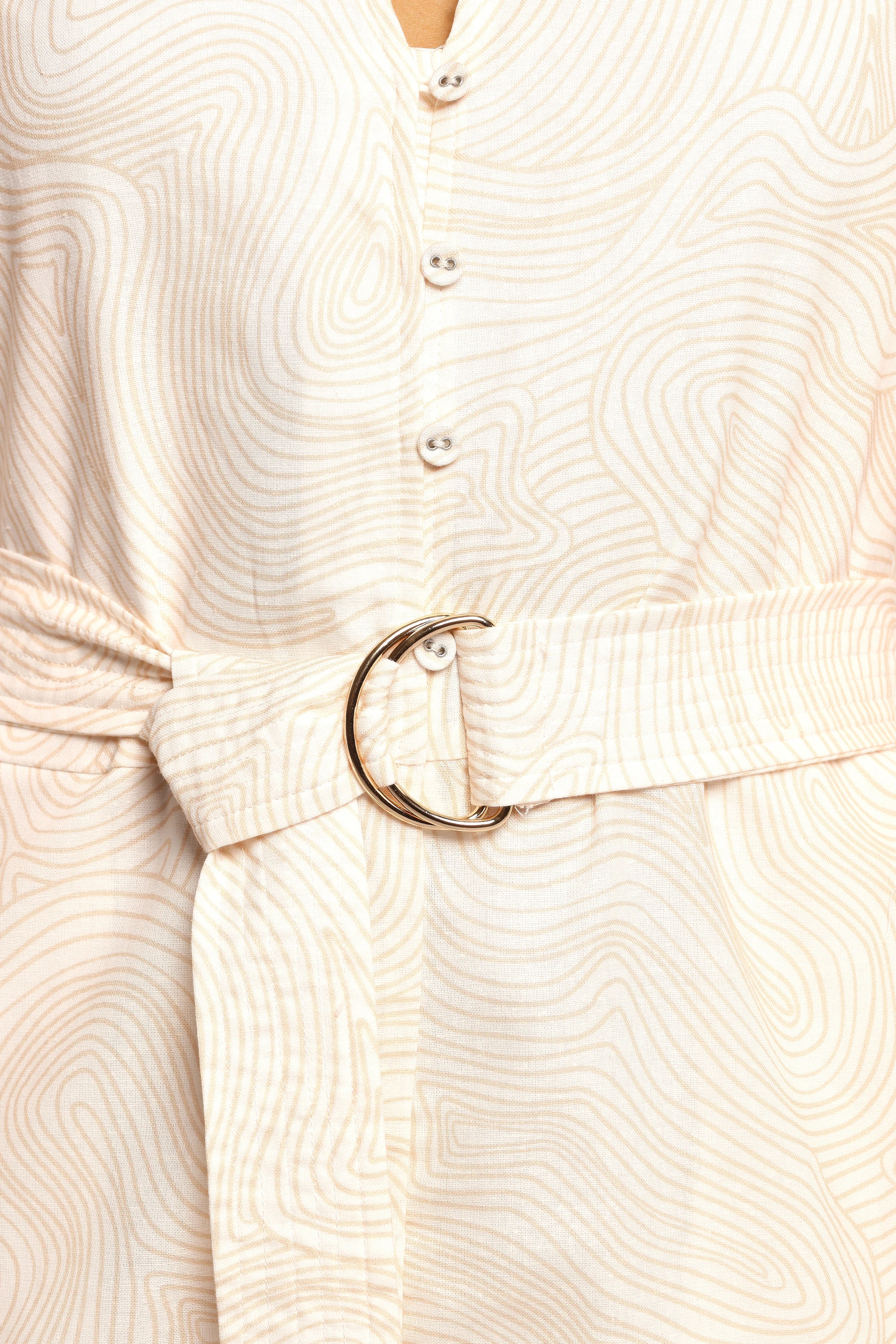 Cassian Belted Romper Tan Swirl