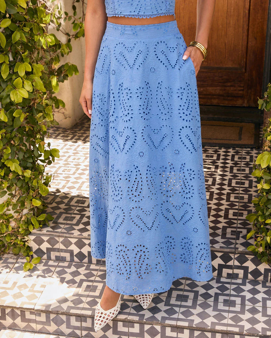 Whitney Eyelet Midi Skirt