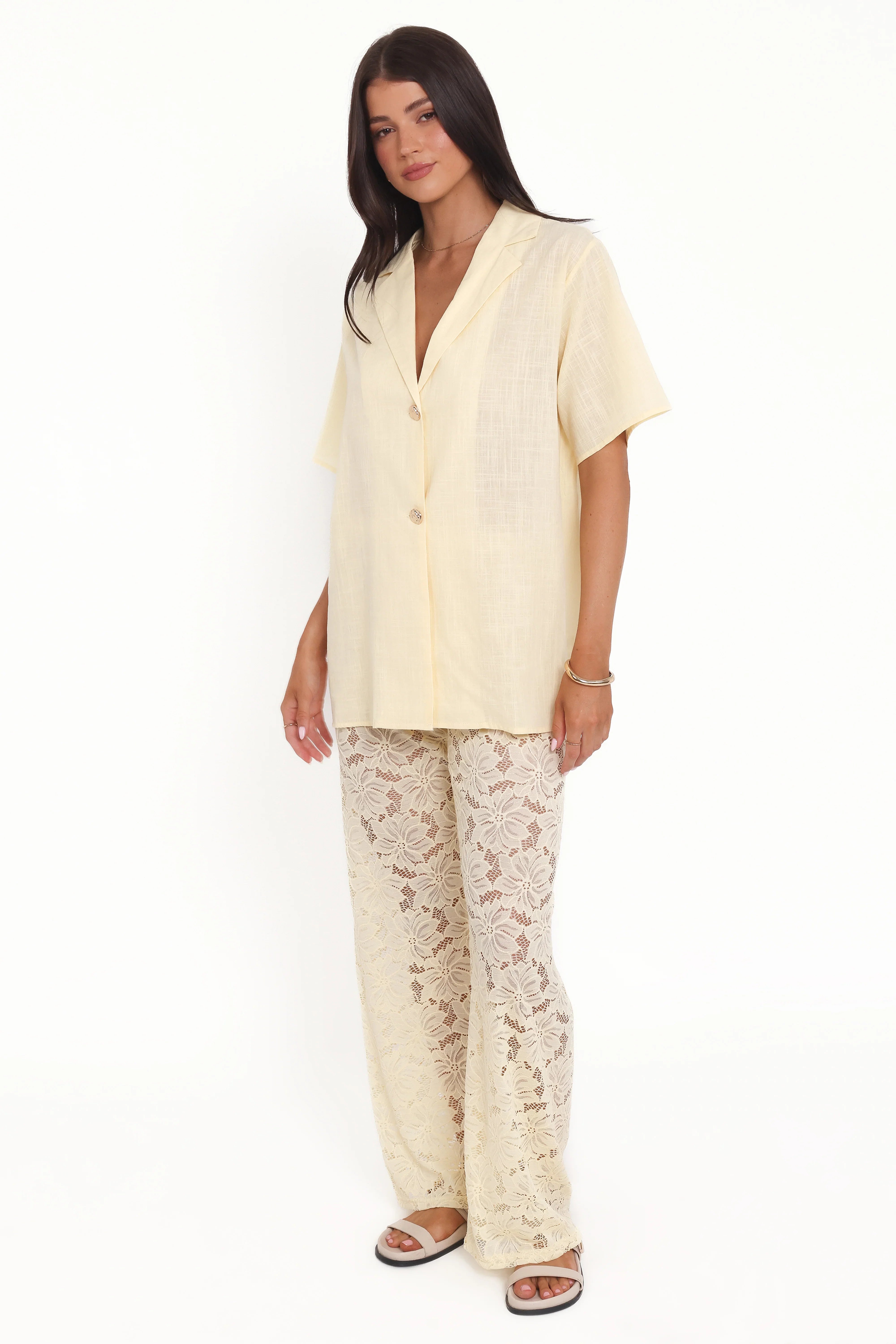 Mindy Lace Pant Set Yellow