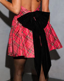 Honey Noel Plaid Halter Mini Dress