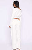 Kalaya Mid Rise Wide Leg Jeans Off White