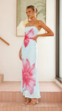 Brittani Strapless Maxi Dress Blue Pink