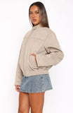 Watchin Out Faux Suede Bomber Jacket Sand