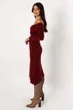 Deena Off Shoulder Midi Dress Red