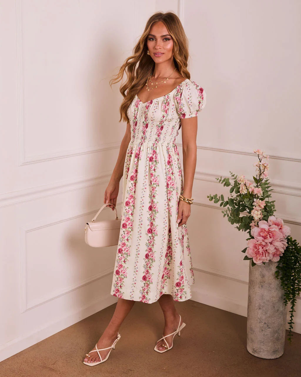 Rose Bound Floral Midi Dress