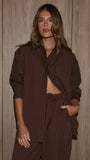 Zaila Long Sleeve Shirt Burgundy White Stripe