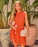 Citrus Serenade Fringe Mini Dress