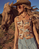 Hayes Floral Tapestry Corset Top