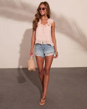 Gentle Style Ruffle Trim Top
