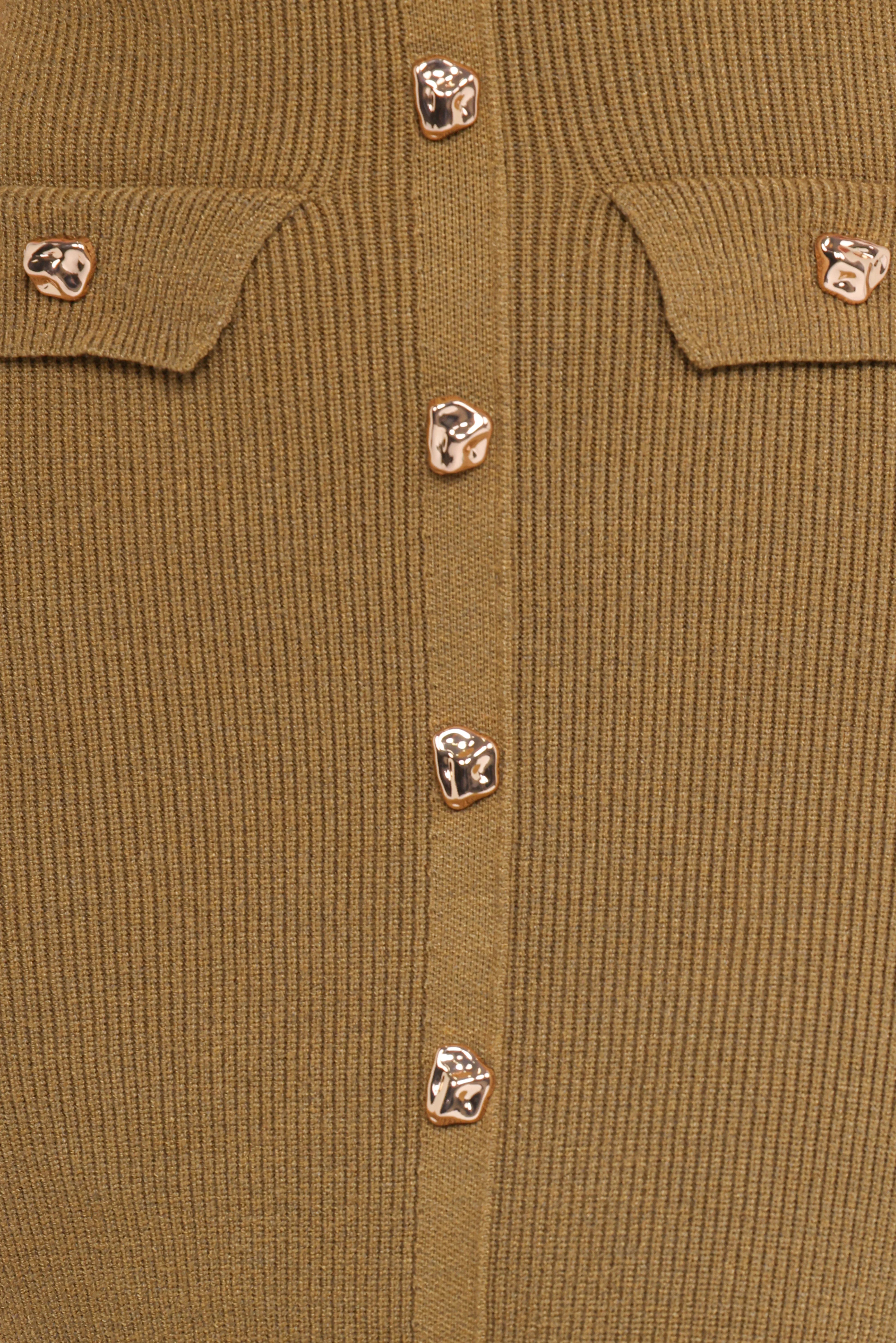 Aspen Button Up Knit Dress Olive