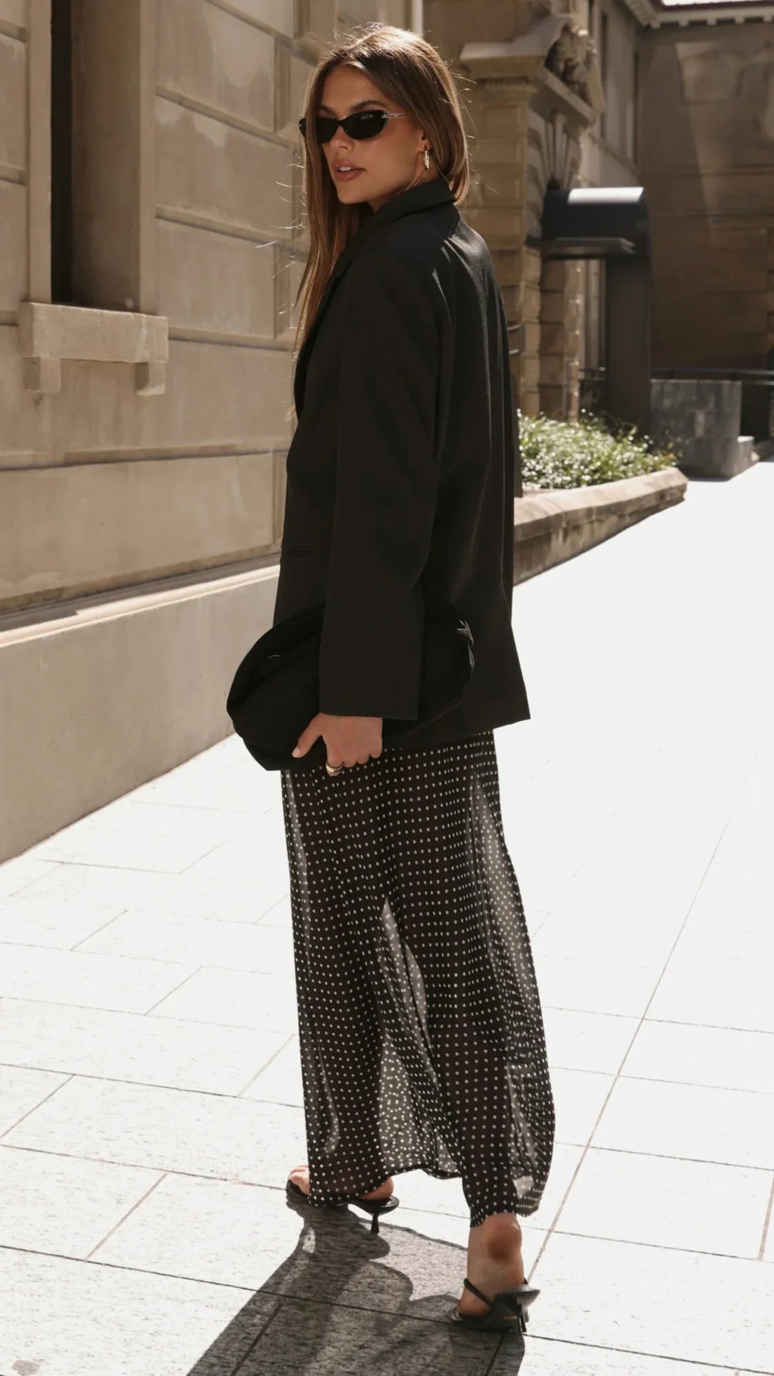 Onella Sheer Maxi Skirt Black White Spot