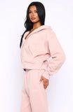 Cant Miss It Boxy Zip Front Hoodie Dusty Pink