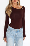 Double Down Long Sleeve Bodysuit Dark Chocolate