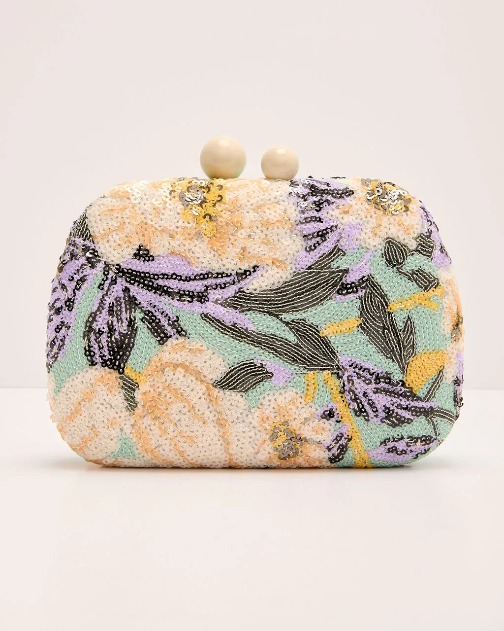 Dewy Garden Floral Sequin Clutch