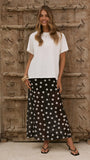 Onella Semi Sheer Maxi Skirt Black White Polka Dot