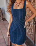 Jovianna Pintuck Denim Mini Dress