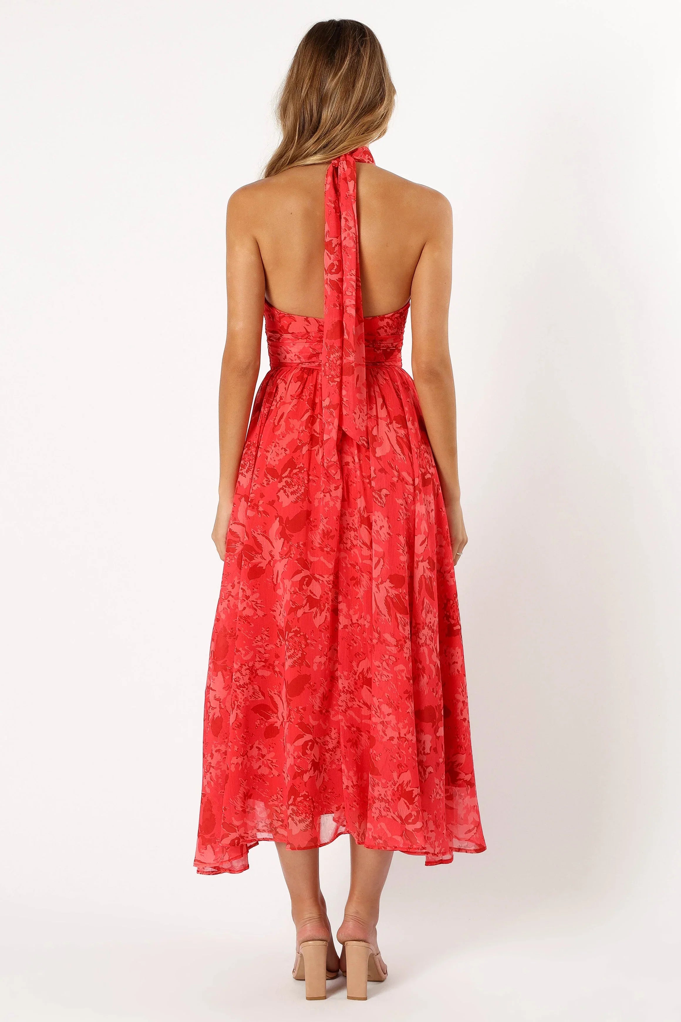 Primrose Halterneck Maxi Dress Red Floral