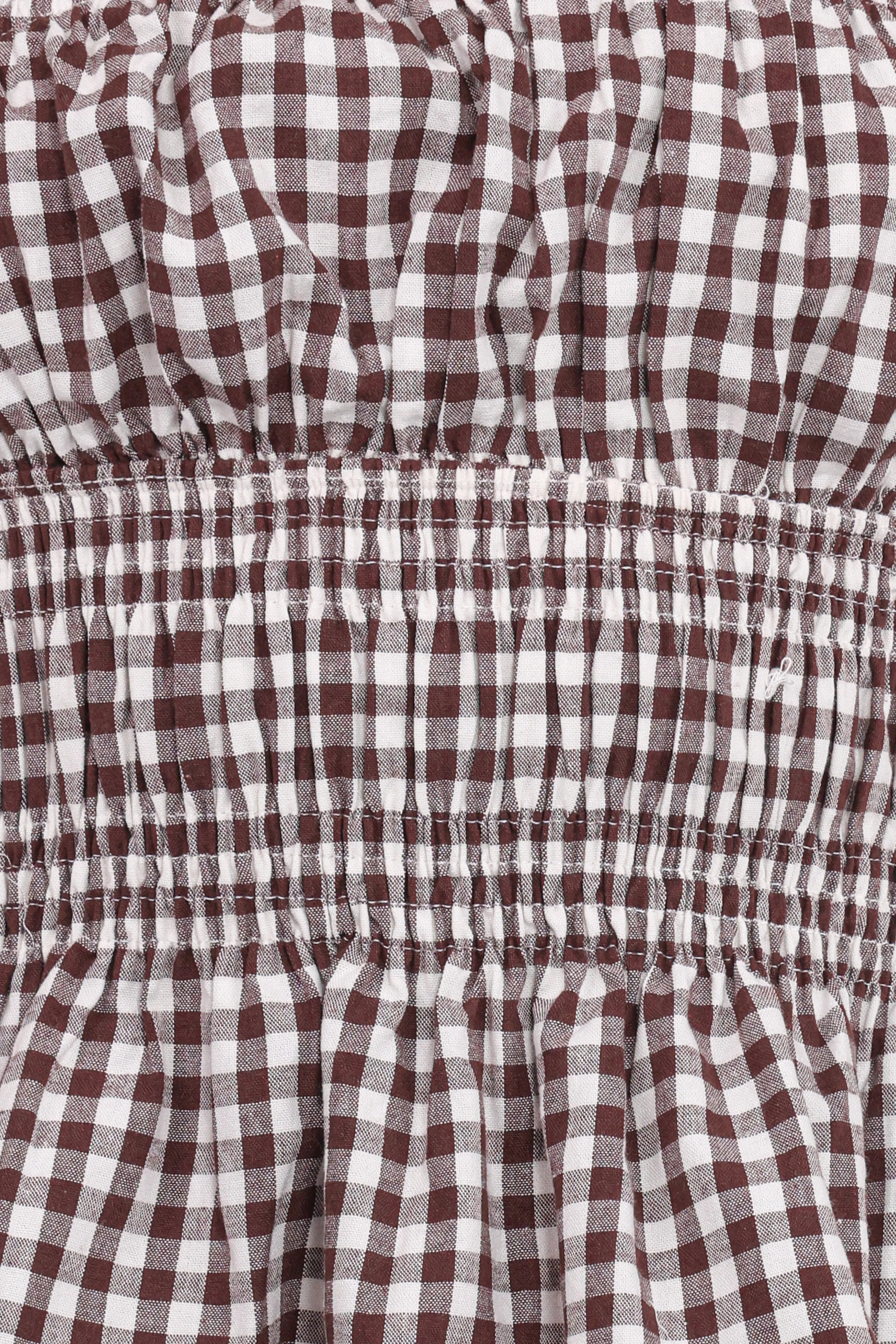 Amity Strapless Top Brown Gingham