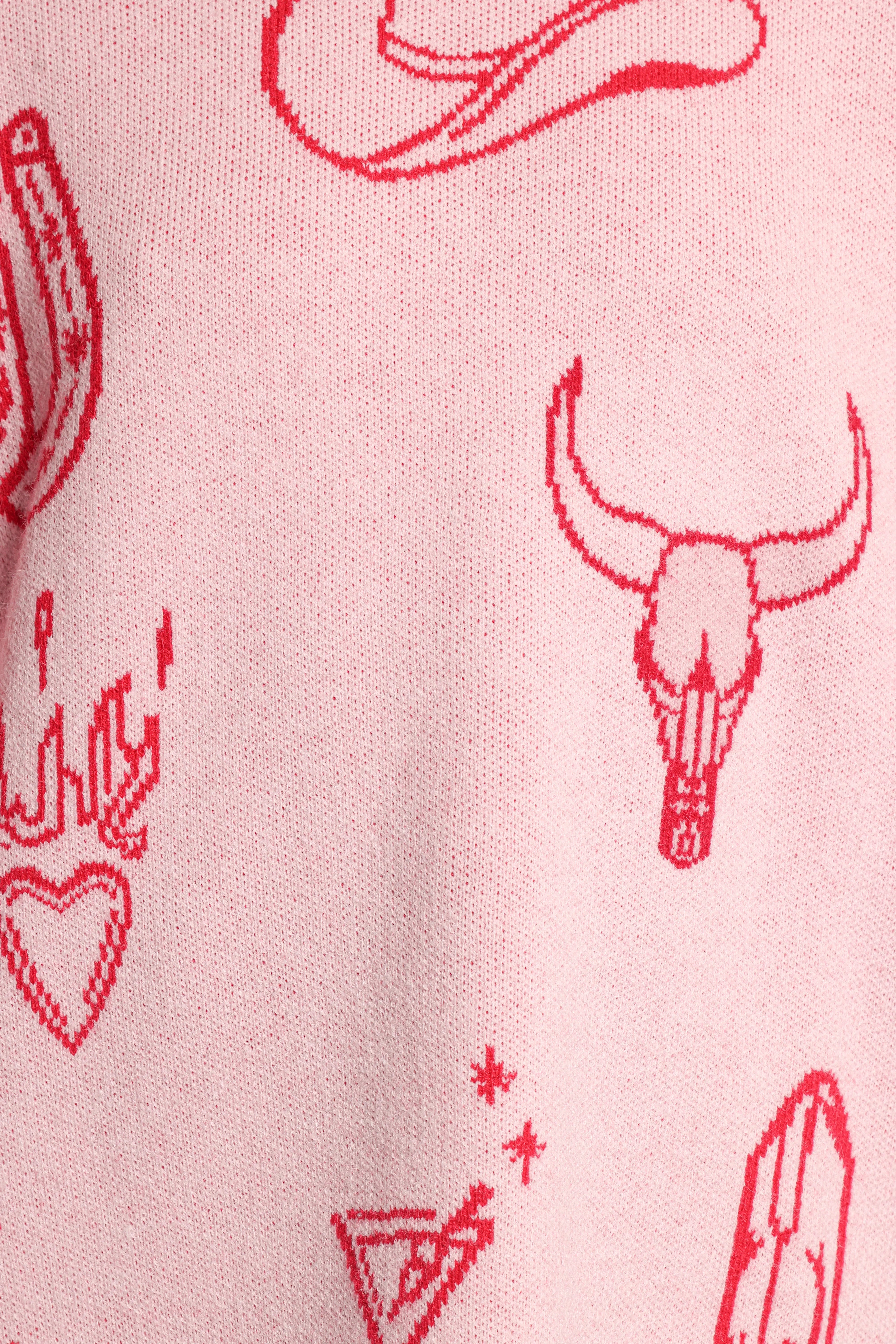 Jax Western Knit Sweater Pink