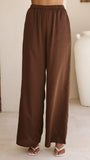 Hayleigh Asymmetrical Top and Pants Set Chocolate Lace