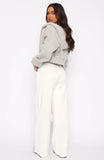 Youd Love It Here Wide Leg Sweatpants White