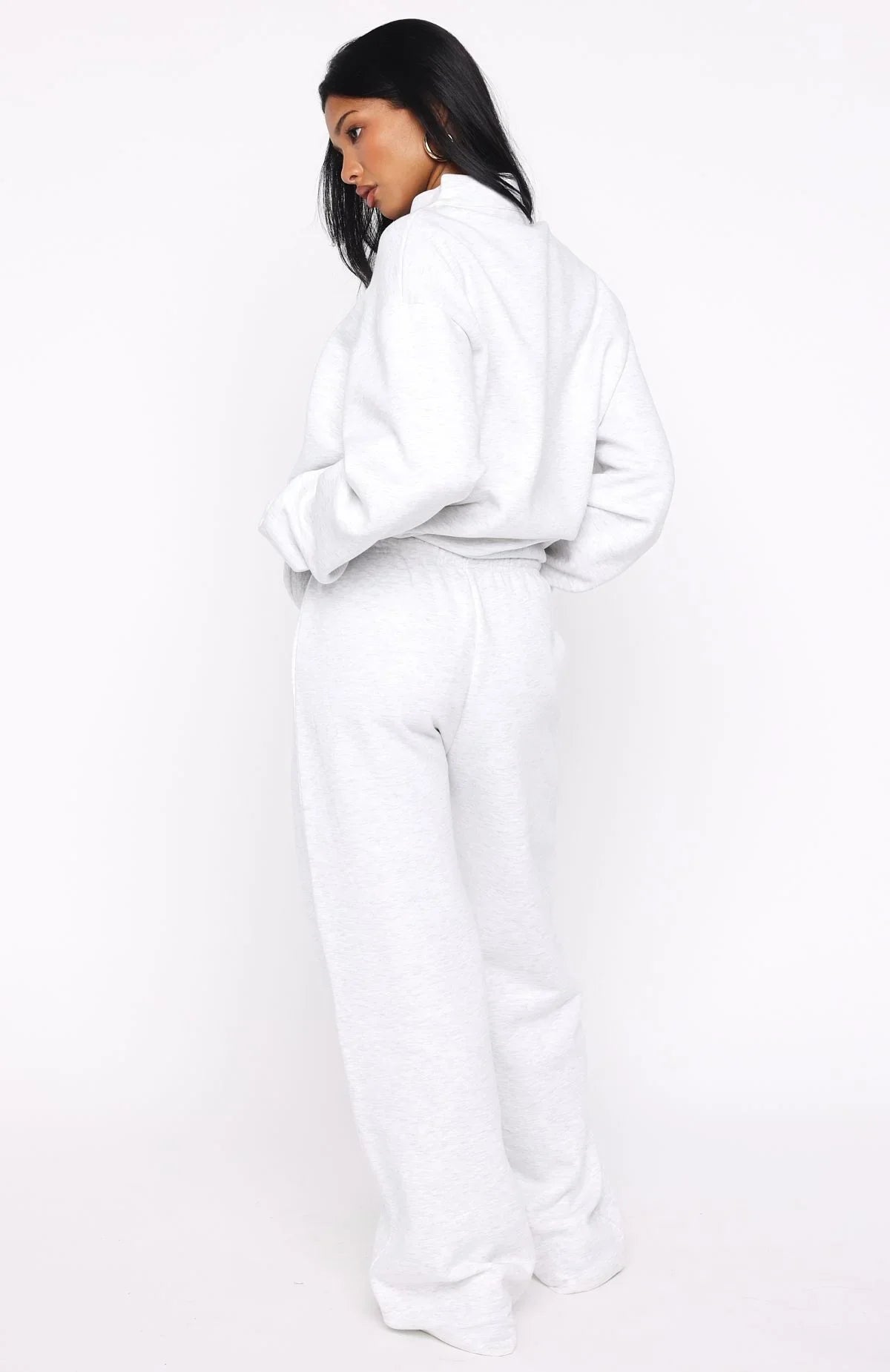 Standing My Ground Wide Leg Sweatpants Grey Marle