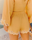Citrus Meadow Embroidered Mid Rise Shorts