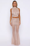 Runway Ready Glitter Maxi Skirt Rose